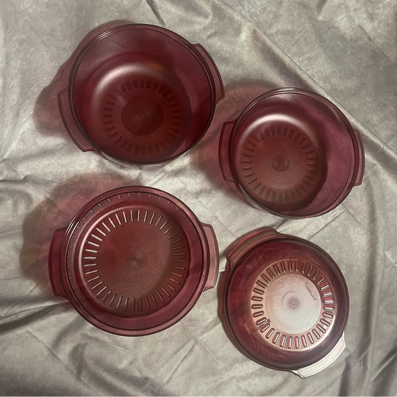 Tupperware Tupperwave 6 Pc Set + 2 Cookbooks Microwave Stack Cooker Cranberry - Picture 5 of 9